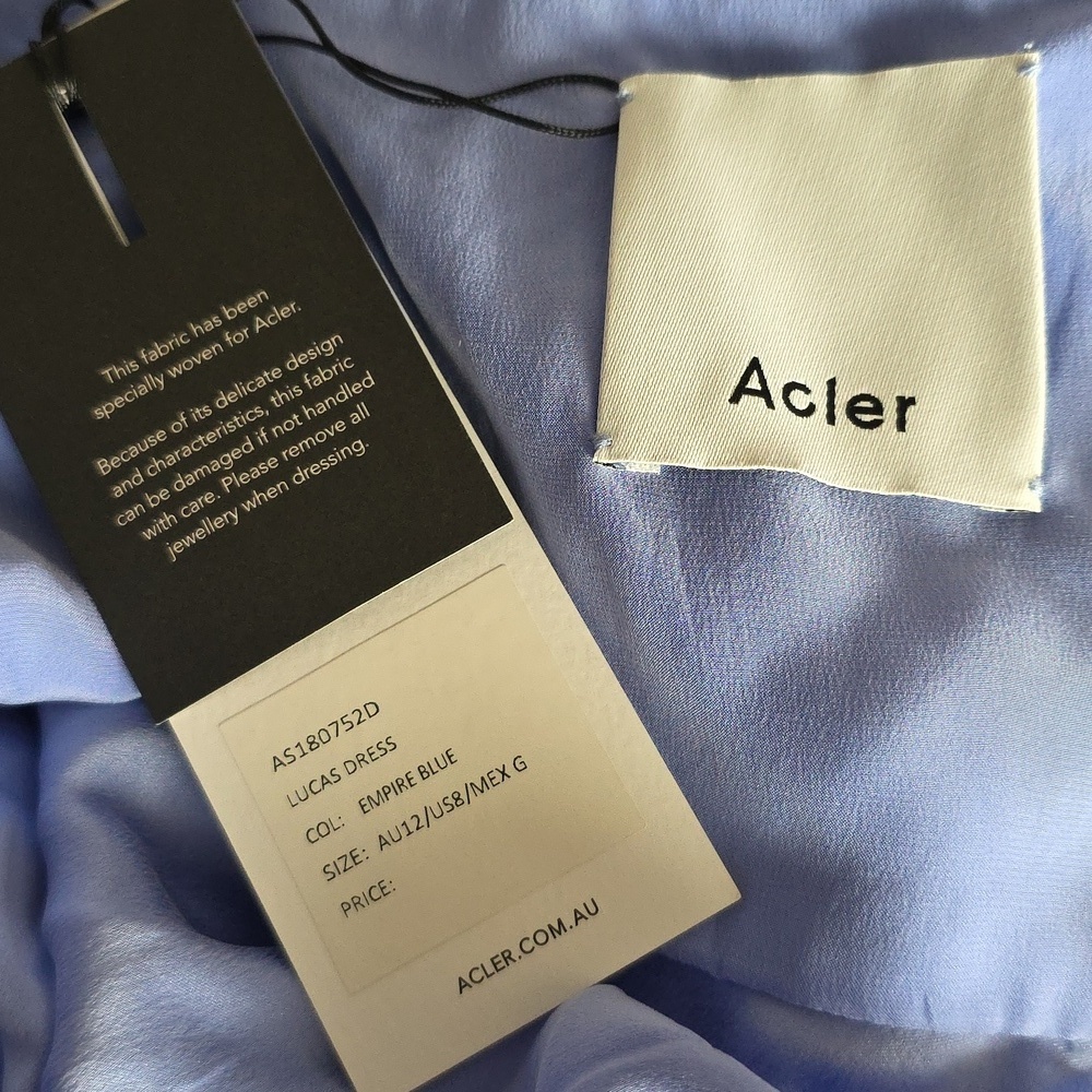 ACLER Lucas Silk Dress In Empire Blue Size 8 NWT - Picture 12 of 16